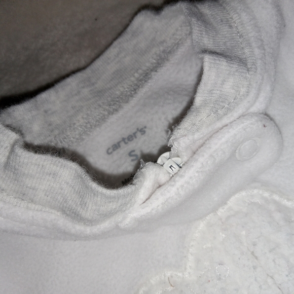 4 for $10 Carter's GUC White Lamb Longsleeve Zip Up Fleece Sleep Sack Small - Picture 3 of 3